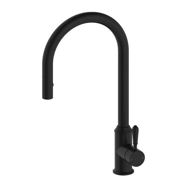Nero York Pull Out Sink Mixer With Vegie Spray Function With Metal Lever - Black Matte