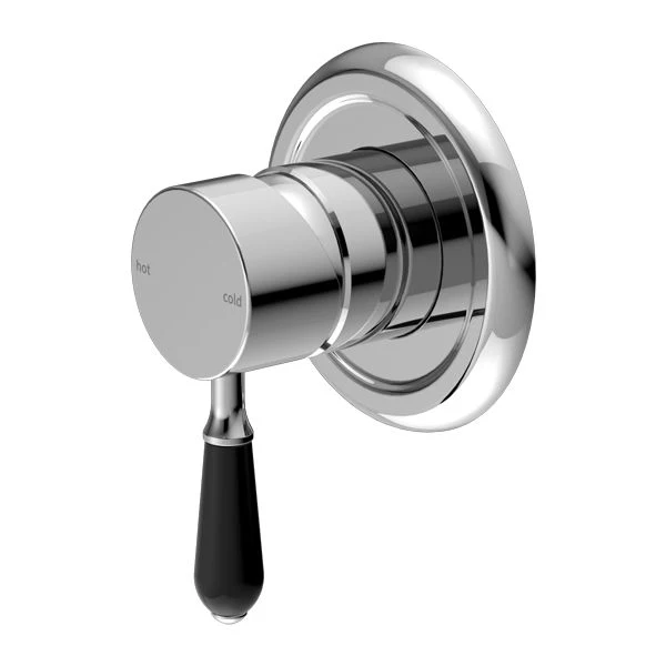 Nero York Shower Mixer With Black Porcelain Lever - Chrome