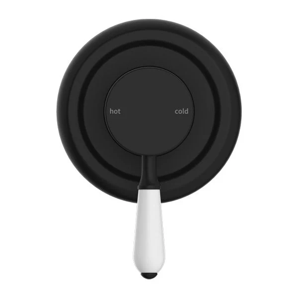 Nero York Shower Mixer With White Porcelain Lever - Black Matte - Image 2