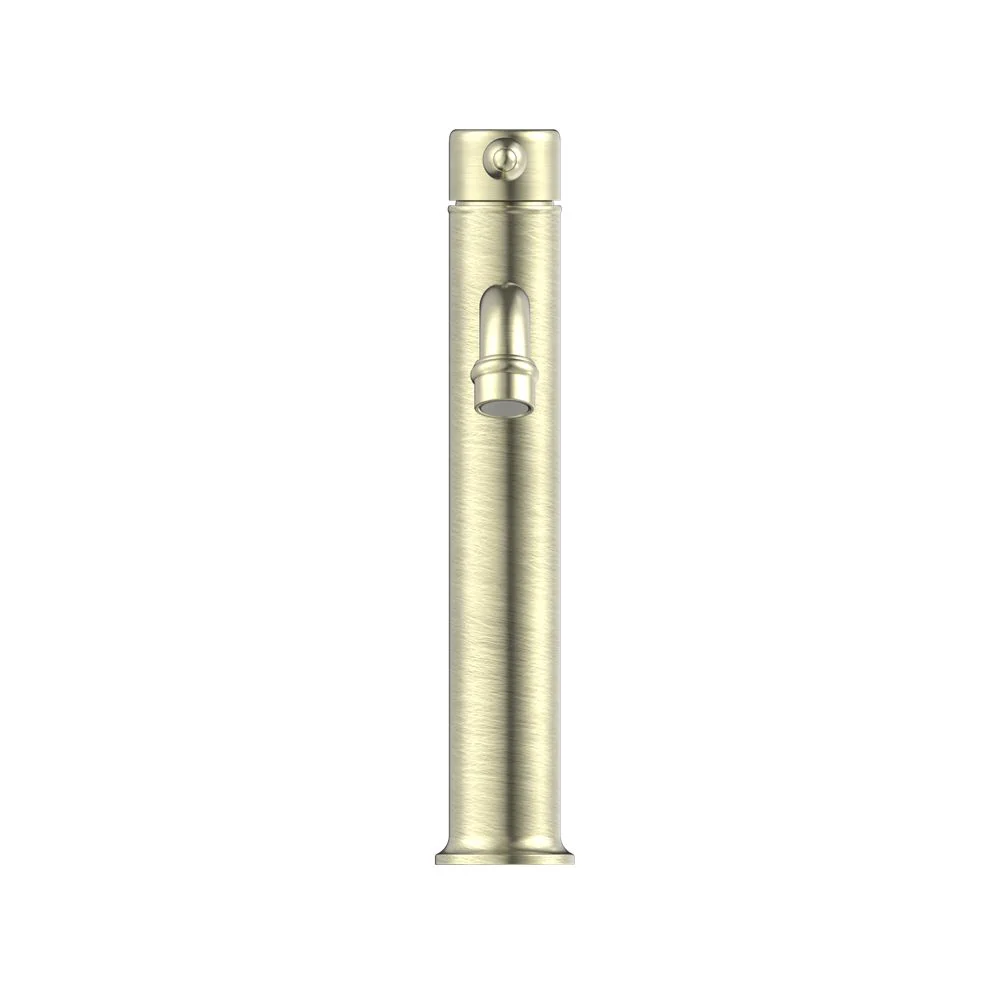 Nero York Straight Tall Basin Mixer With Metal Lever - Aged Brass - Image 3