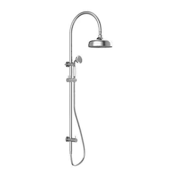 Nero York Twin Shower With White Porcelain Hand Shower - Chrome