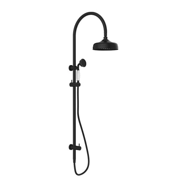 Nero York Twin Shower With White Porcelain Hand Shower - Black Matte