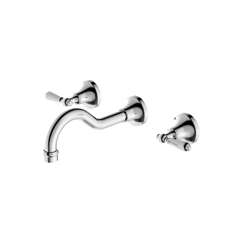 Nero York Wall Basin Set With Metal Lever - Chrome