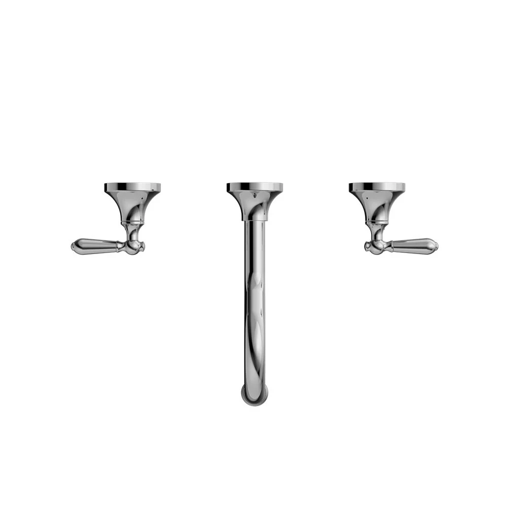 Nero York Wall Basin Set With Metal Lever - Chrome - Image 2