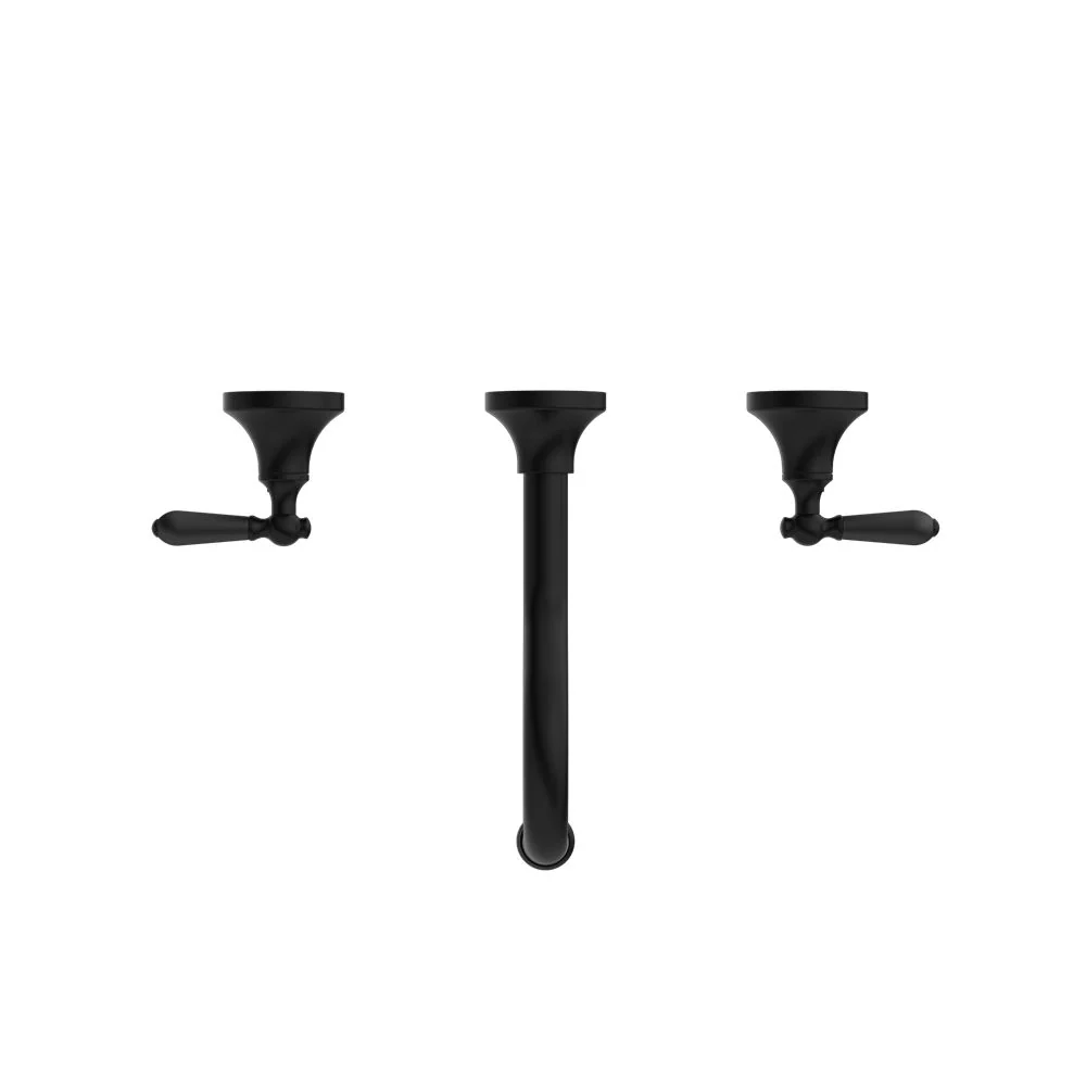 Nero York Wall Basin Set With Metal Lever - Black Matte - Image 2