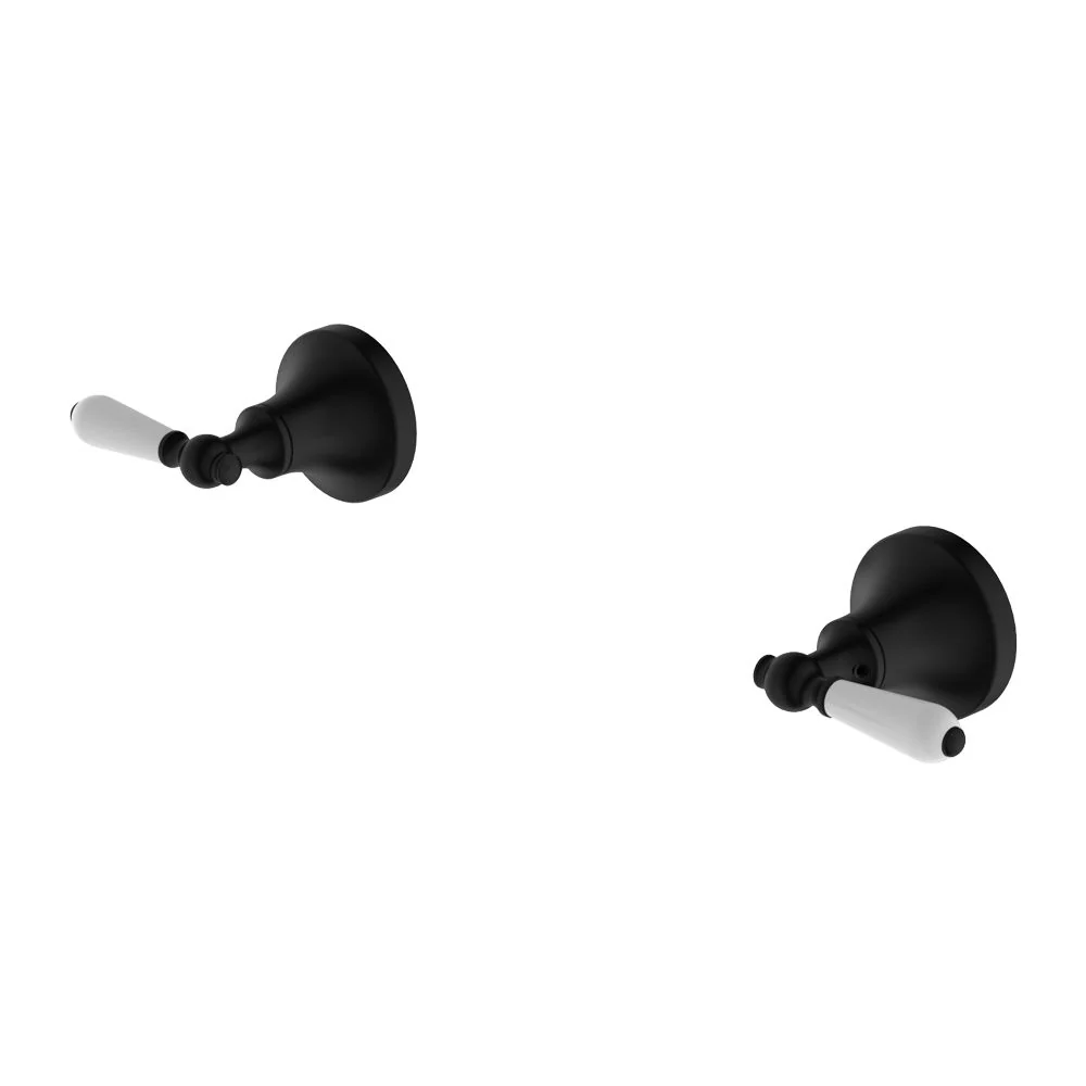 Nero York Wall Top Assemblies With White Porcelain Lever - Black Matte