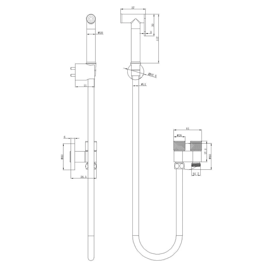 Linsol Zarah Bidet/Douche Spray with Dual Controller - Brushed Nickel - Image 3