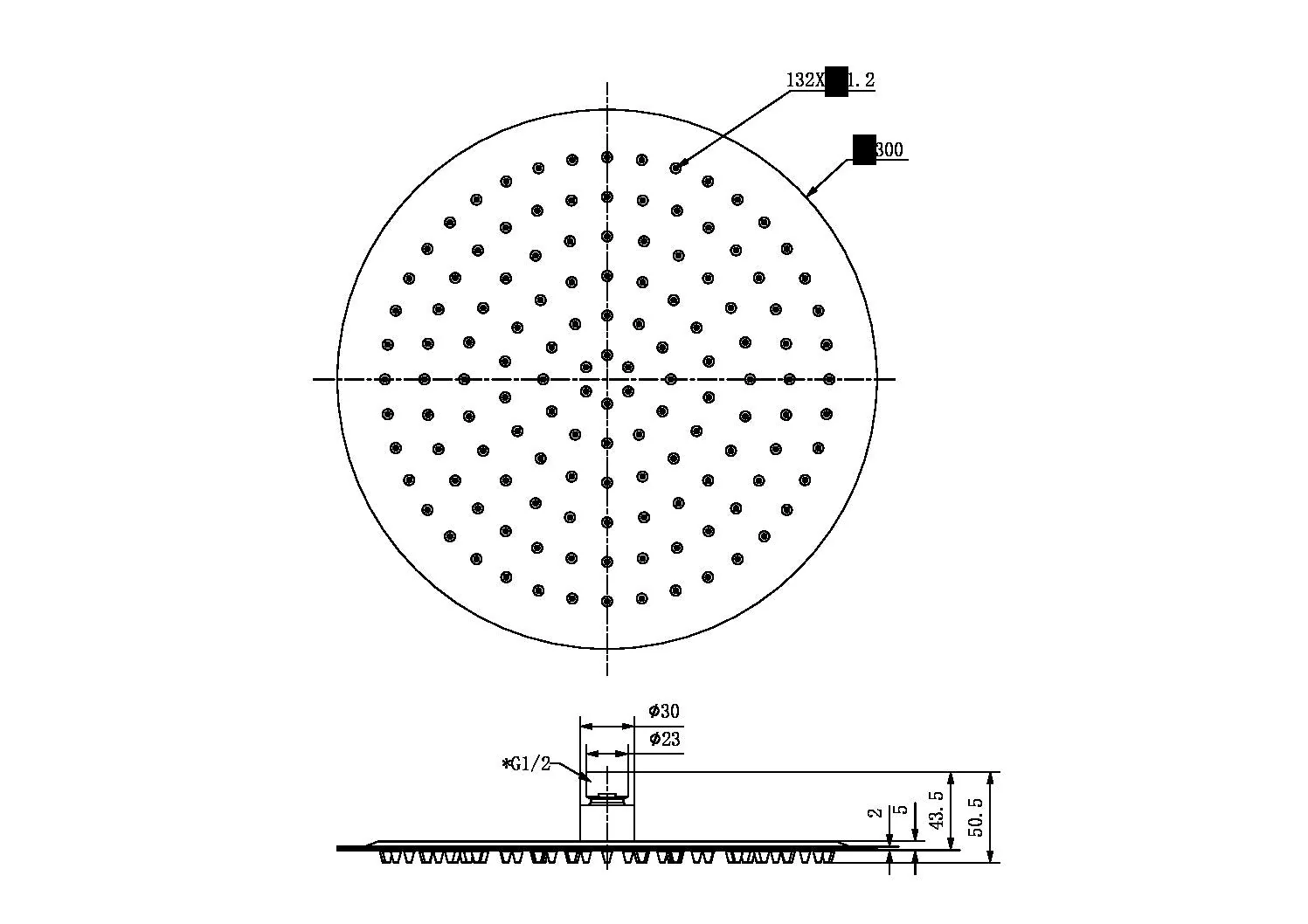Nero Zen 316L 300mm Round Shower Head - Brushed Gold - Image 2