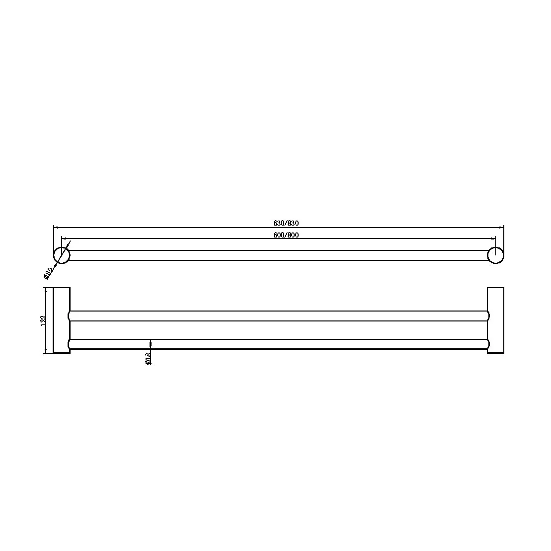 Nero Zen 316L Double Towel Rail - Brushed Bronze - Image 2
