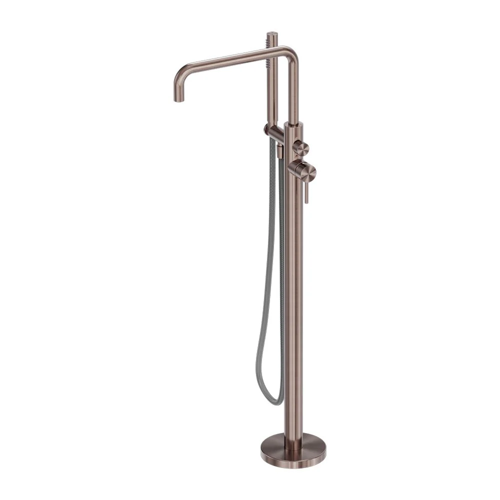 Nero Zen 316L Freestanding Bath Mixer With Outdoor Shower Hose - Brushed Bronze