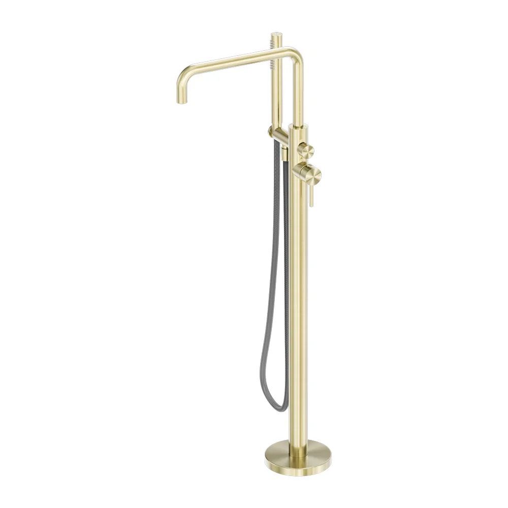 Nero Zen 316L Freestanding Bath Mixer With Outdoor Shower Hose - Brushed Gold