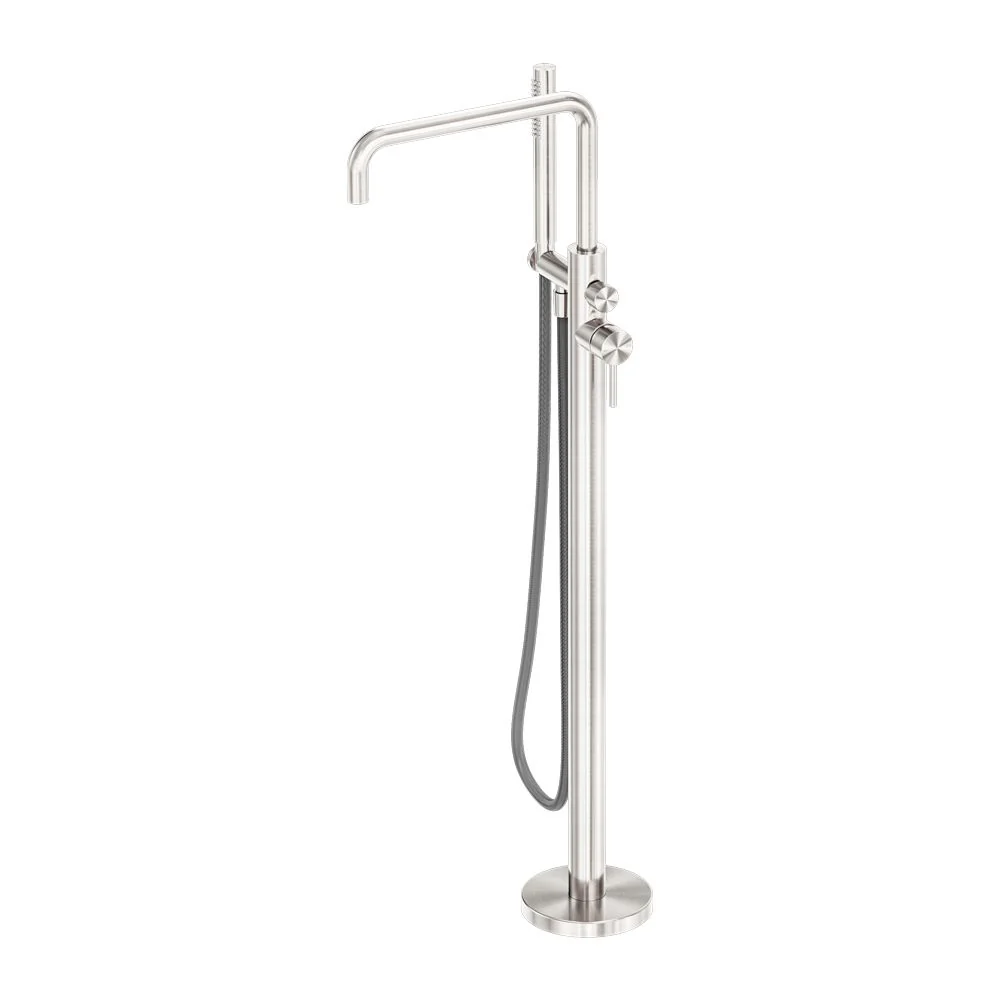 Nero Zen 316L Freestanding Bath Mixer With Outdoor Shower Hose - Brushed Nickel