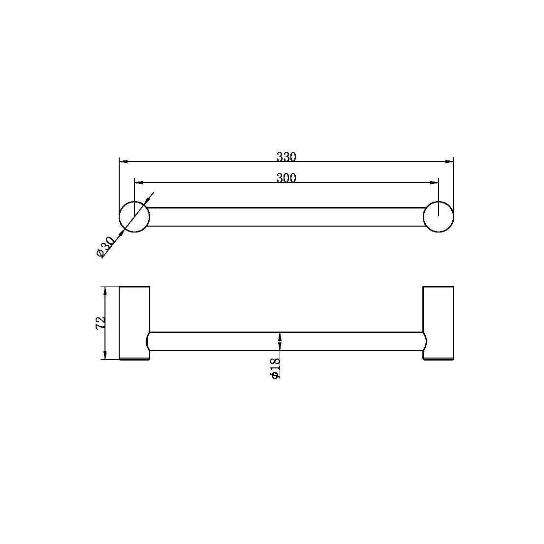Nero Zen 316L Hand Towel Rail - Brushed Nickel - Image 2