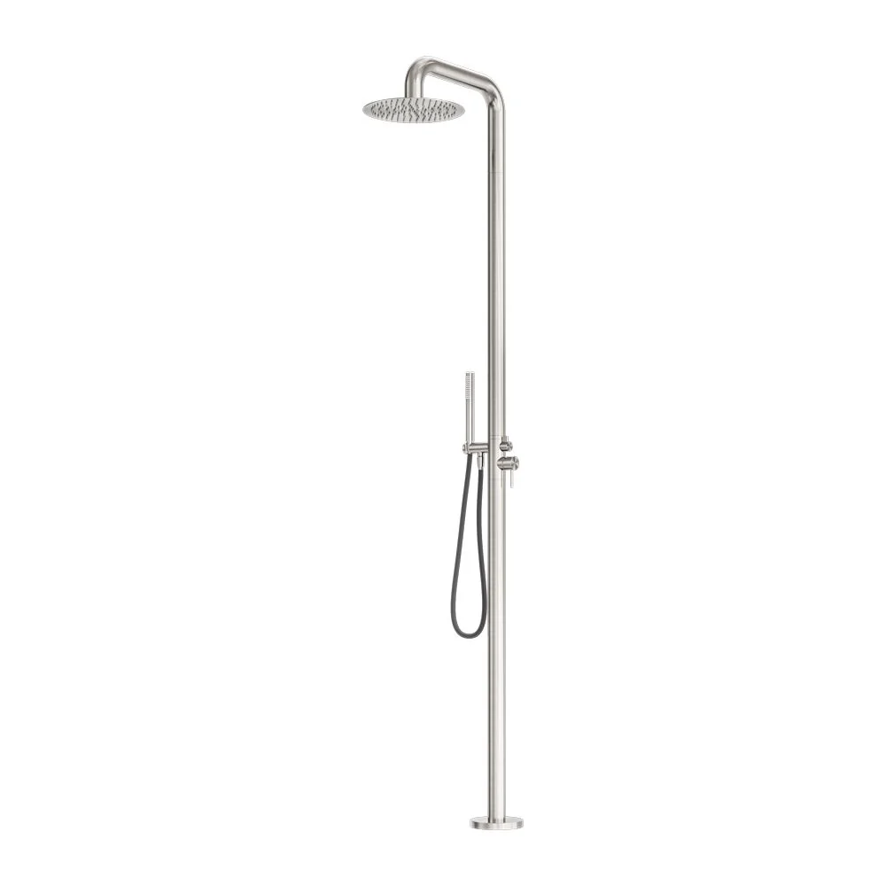 Nero Zen 316L Outdoor Freestanding Shower Column - Brushed Nickel