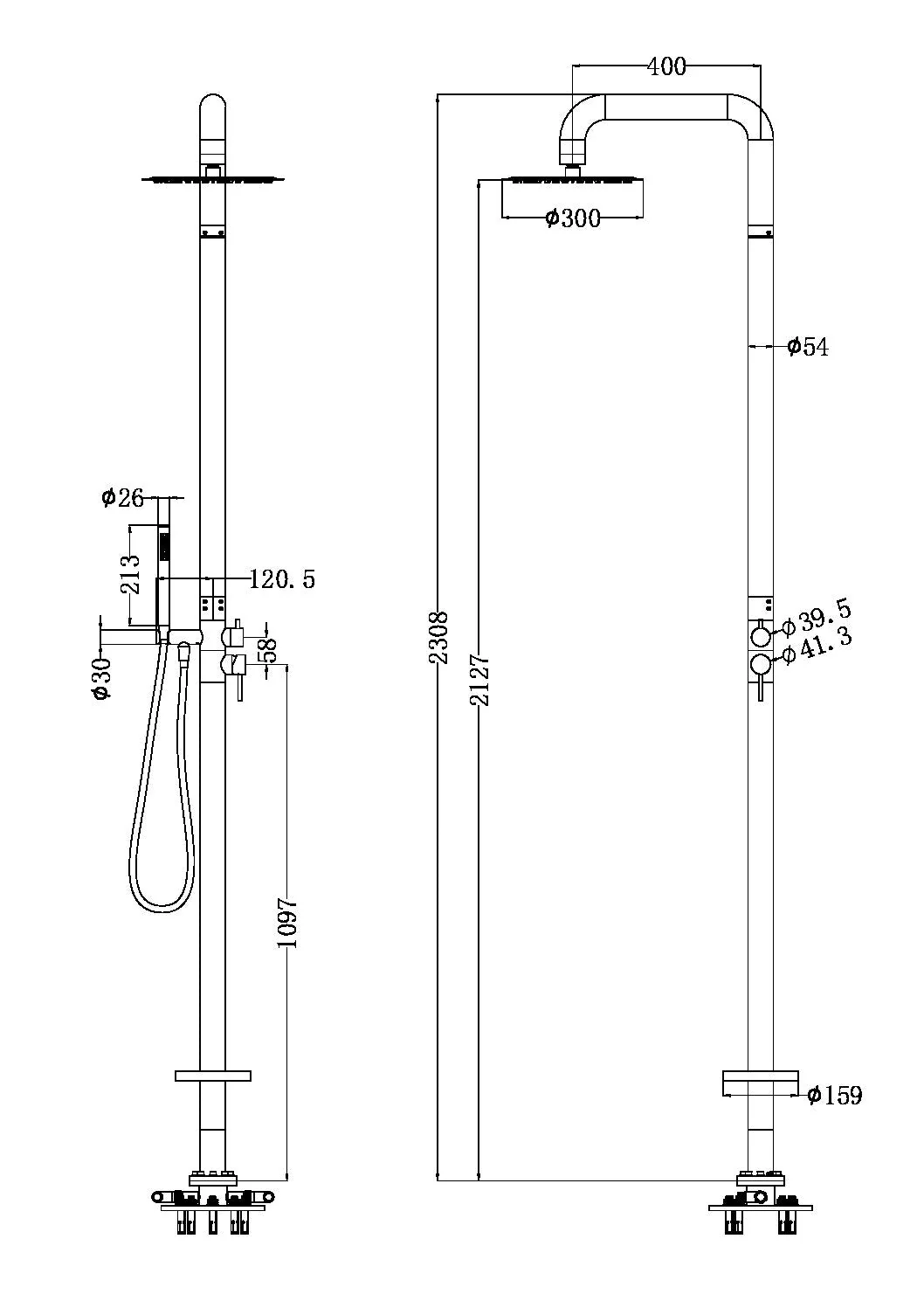 Nero Zen 316L Outdoor Freestanding Shower Column - Brushed Nickel - Image 2