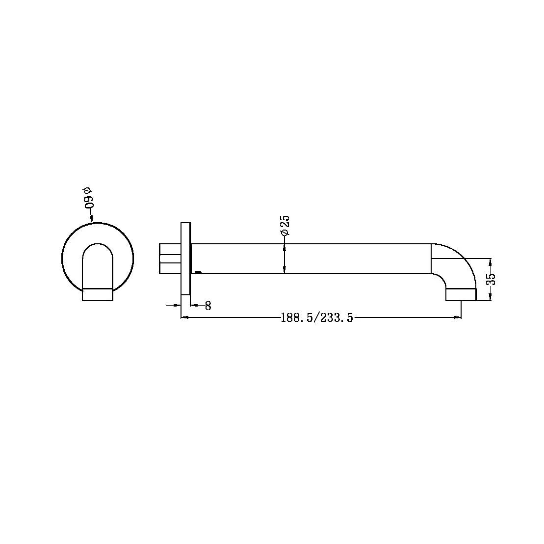 Nero Zen 316L Round Basin/Bath Spout - Graphite - Image 2