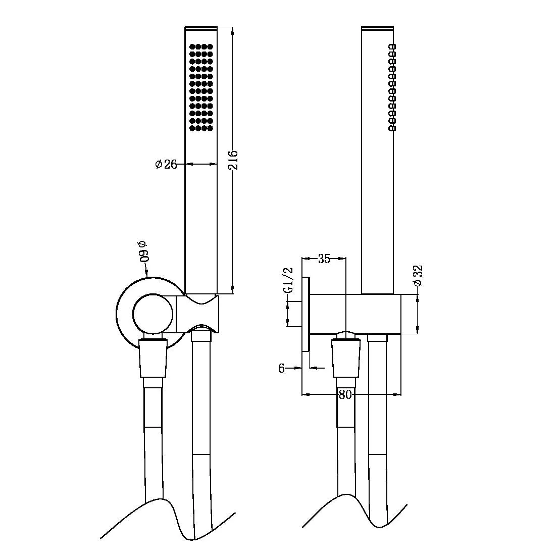 Nero Zen 316L Shower On Bracket - Brushed Bronze - Image 2