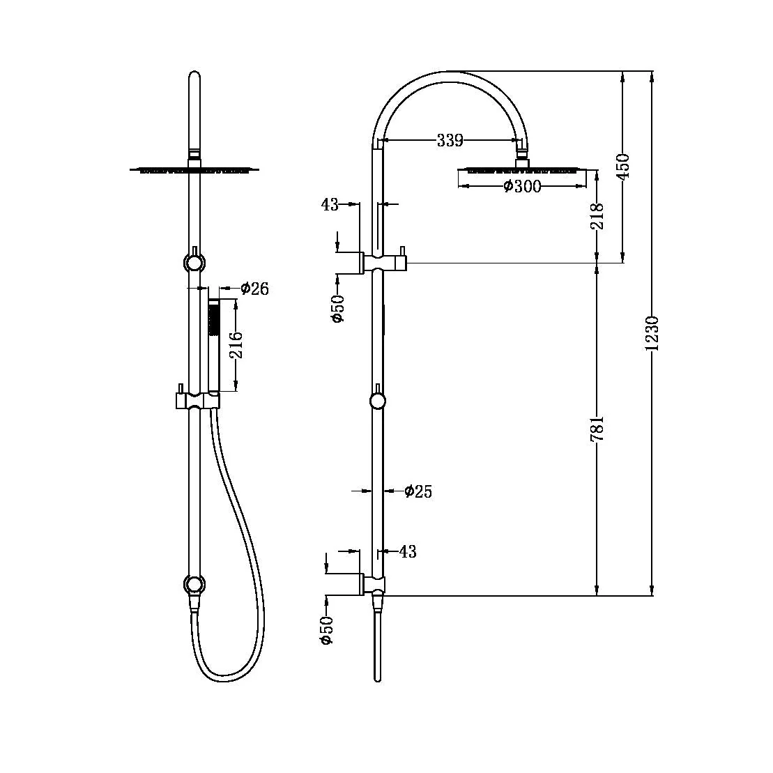 Nero Zen 316L Twin Shower With Outdoor Shower Hose - Brushed Bronze - Image 2