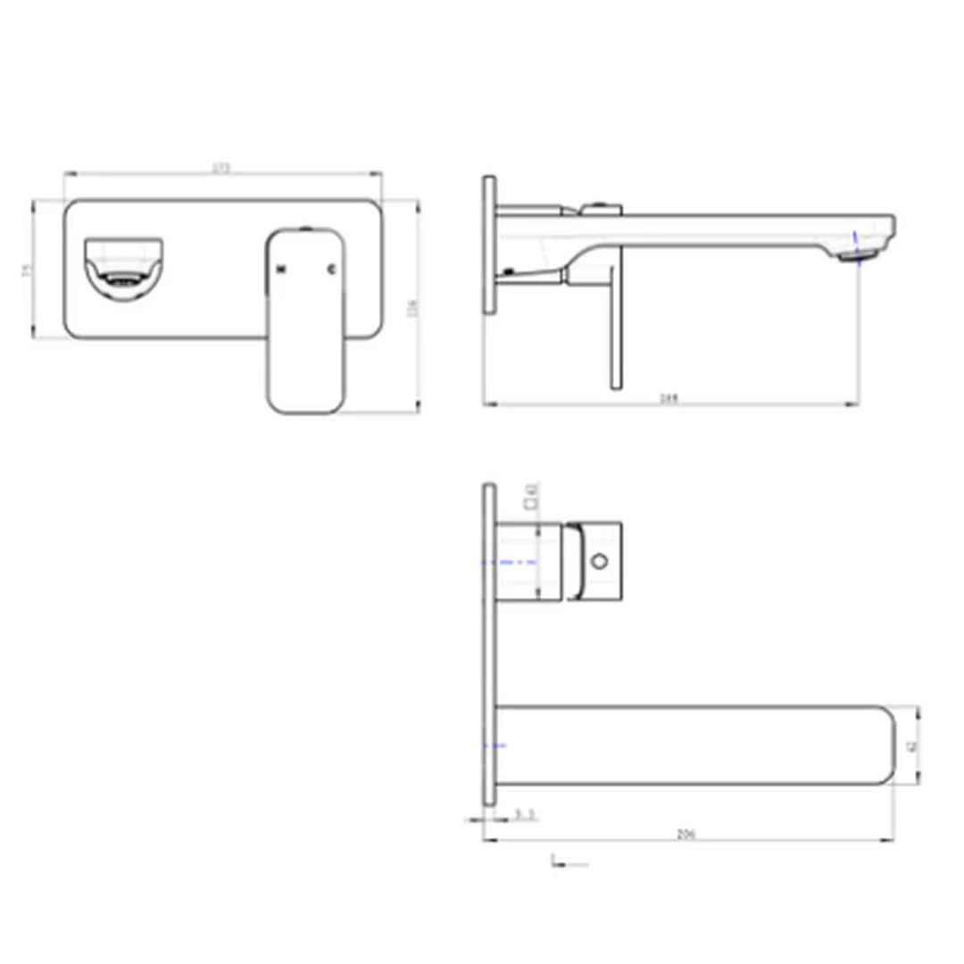 Linsol Zia 1-Plate Wall Basin or Bath Mixer Trim Kit - Brushed Nickel - Image 2