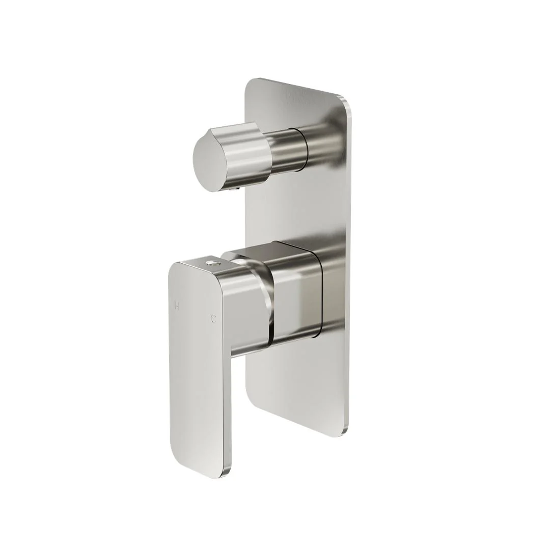 Linsol Zia 1-Plate Wall Mixer with Divertor Trim Kit - Brushed Nickel