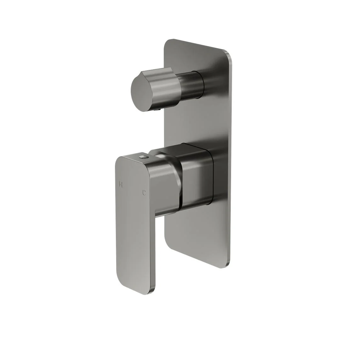Linsol Zia 1-Plate Wall Mixer with Divertor Trim Kit - Gunmetal