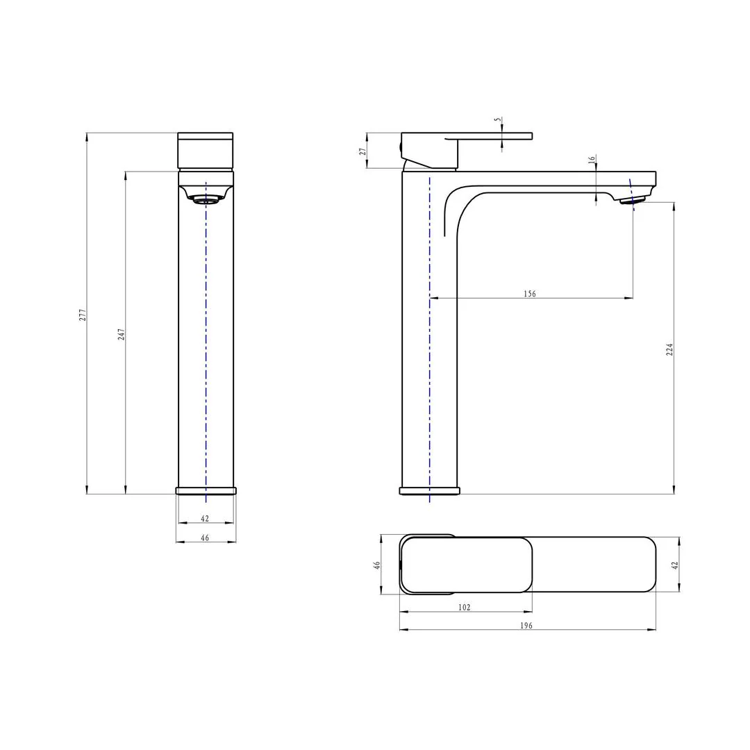 Linsol Zia Tall Basin Mixer - Matte Black - Image 3
