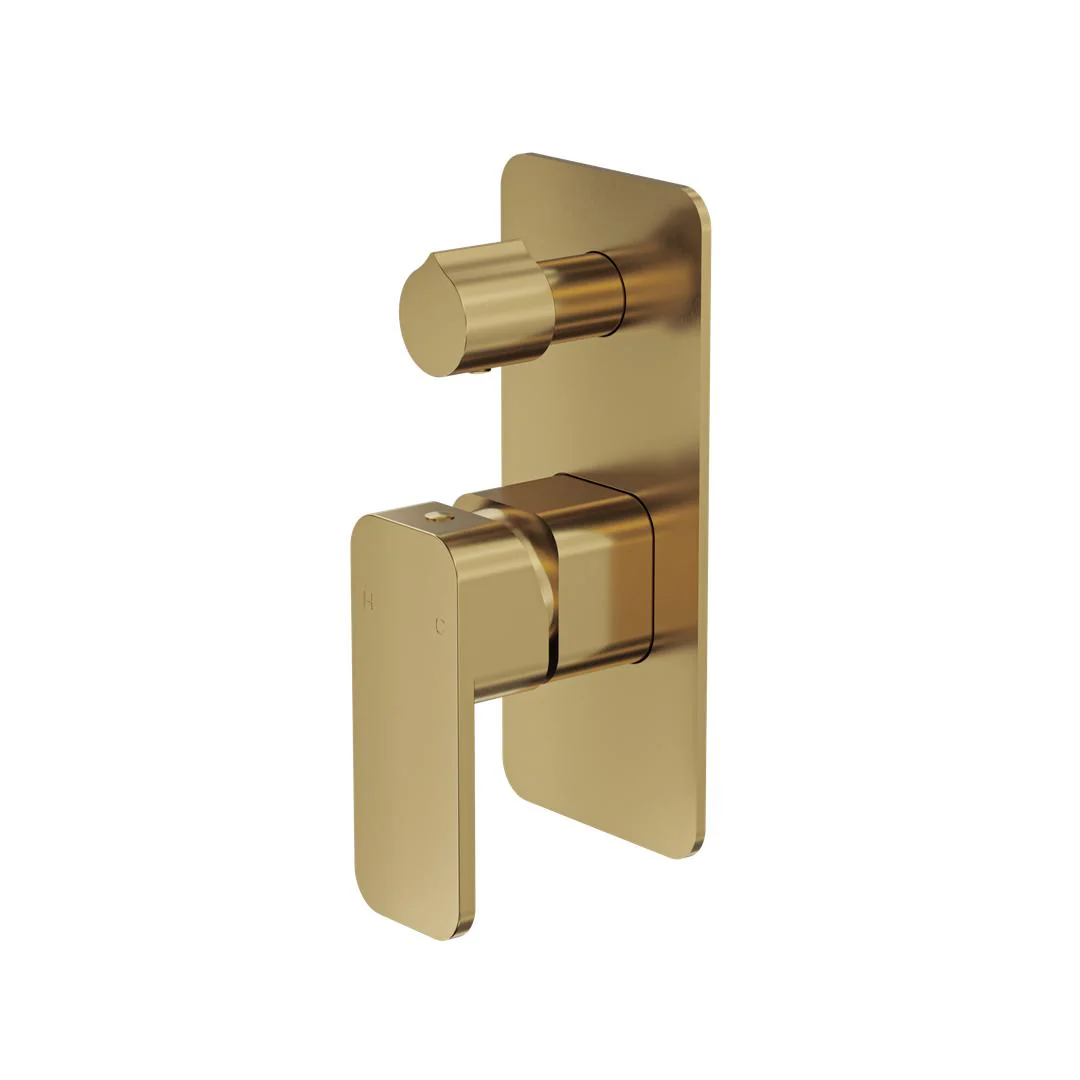 Linsol Zia Wall Mixer with Divertor - Brushed Brass