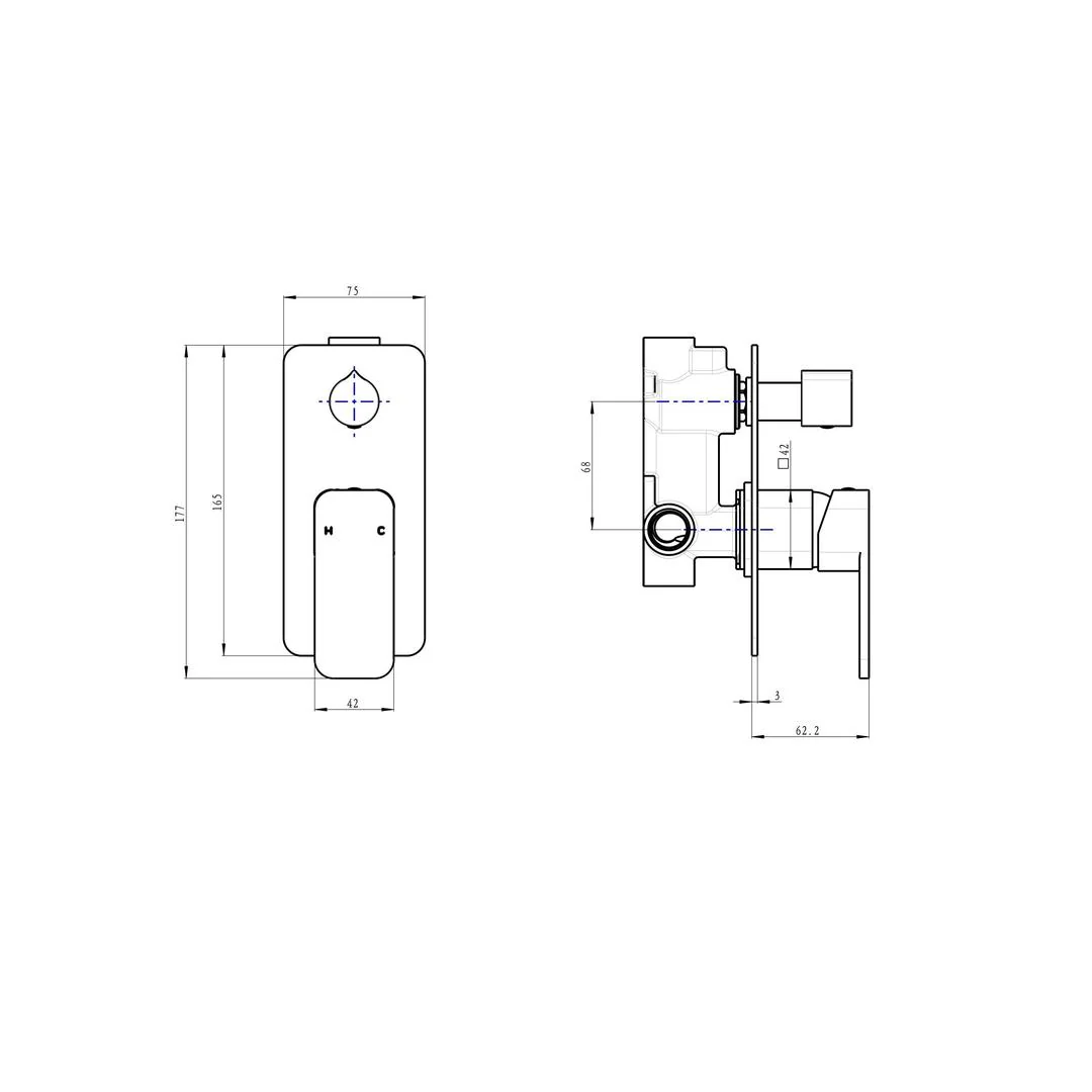 Linsol Zia Wall Mixer with Divertor - Brushed Brass - Image 2