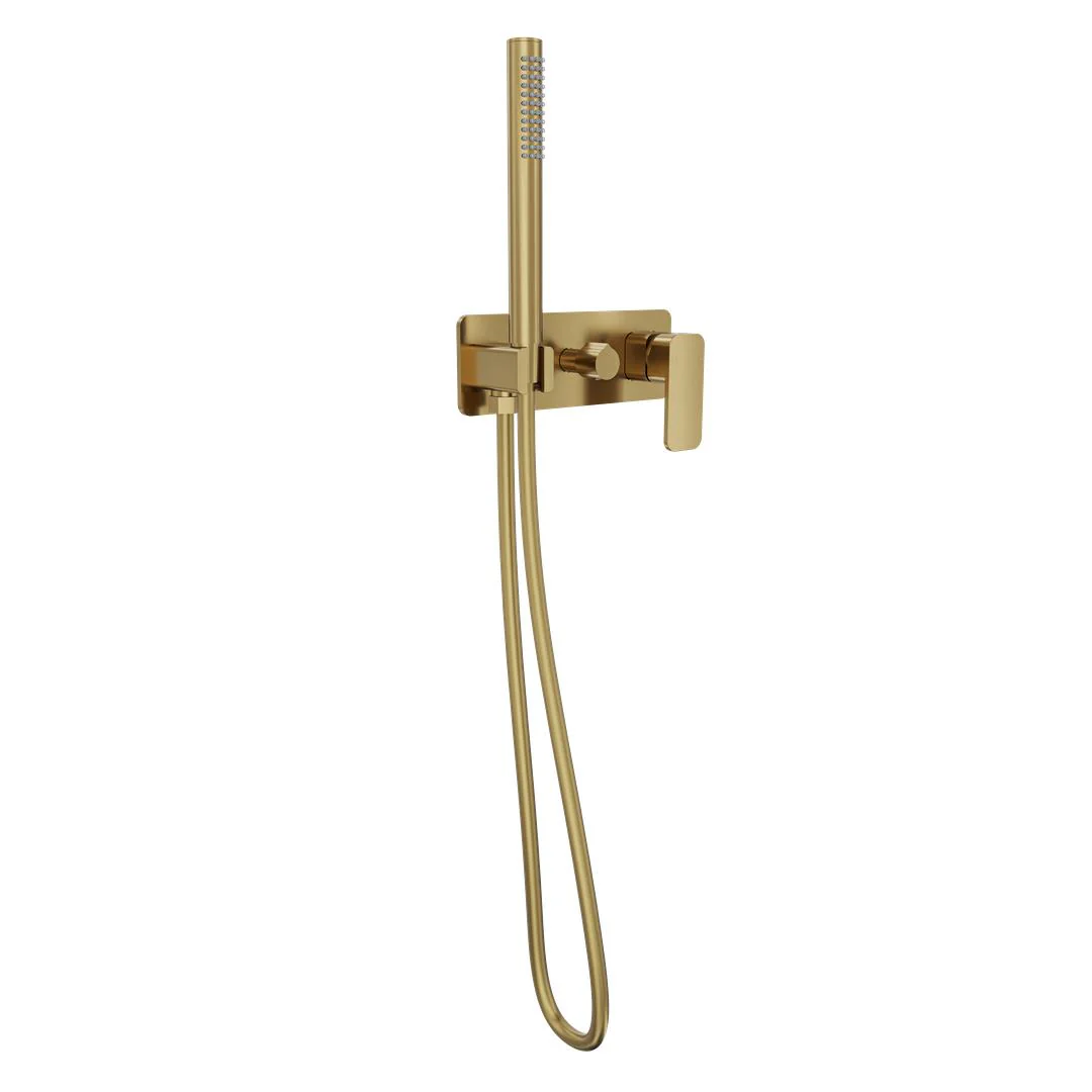 Linsol Zia Wall Mixer with Hand Shower -  Brushed Brass